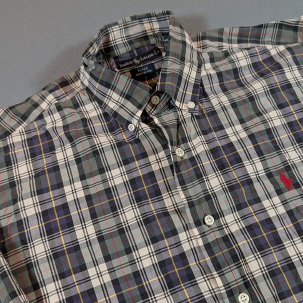 Ralph Lauren Blake Plaid Button Down Shirt Men's Medium Red‎ Pony Logo